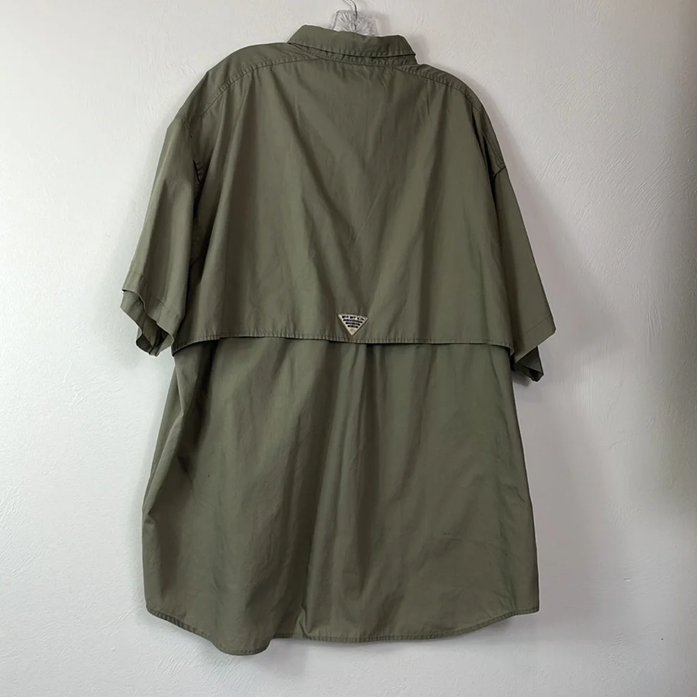 Columbia PFG Fishing Shirt Men's Sie XXL Khaki Tan Tackle Pockets Vented Back - Picture 14 of 14